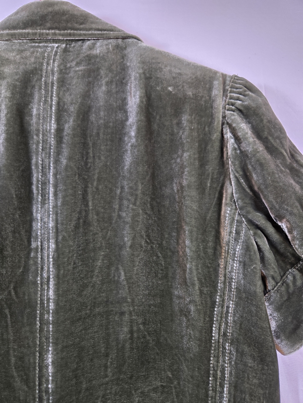 Tahari Deep Forest/Olive Green Velvet Short-Sleeve Blazer - Picture 9 of 16